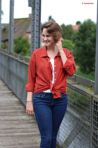 Two Tone Stripe Twill mit TENCEL™ - cider - MeetMilk