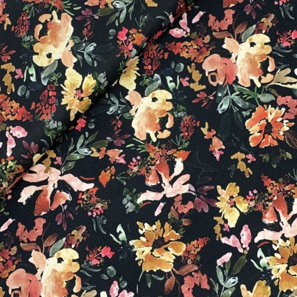 Viskose - Autumn Flowers - black