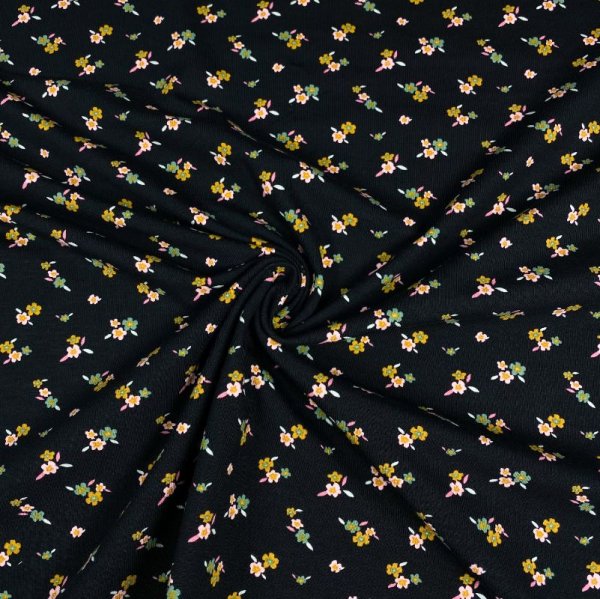 RESTSTÜCK 0,50m !!! - Bio Jersey - Vintage Flowers - black