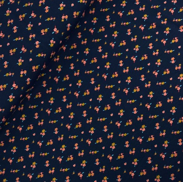 RESTSTÜCK 0,50m !!! - Bio Jersey - Vintage Flowers - navy
