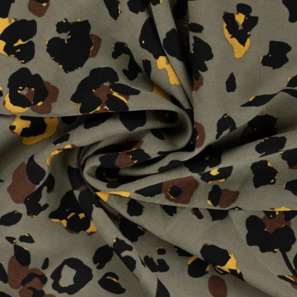Viskose Twill - Viola Leo - khaki/black