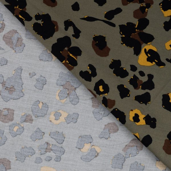 Viskose Twill - Viola Leo - khaki/black