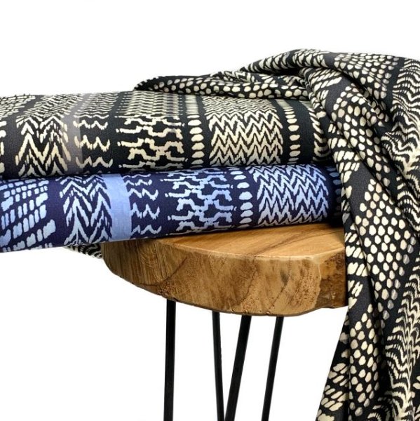 RESTSTÜCK 1,20m !!! - Viskose - Art Lines - blue