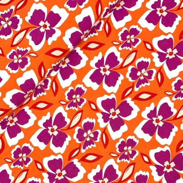 Viskose Popeline - Benice - orange/fuchsia