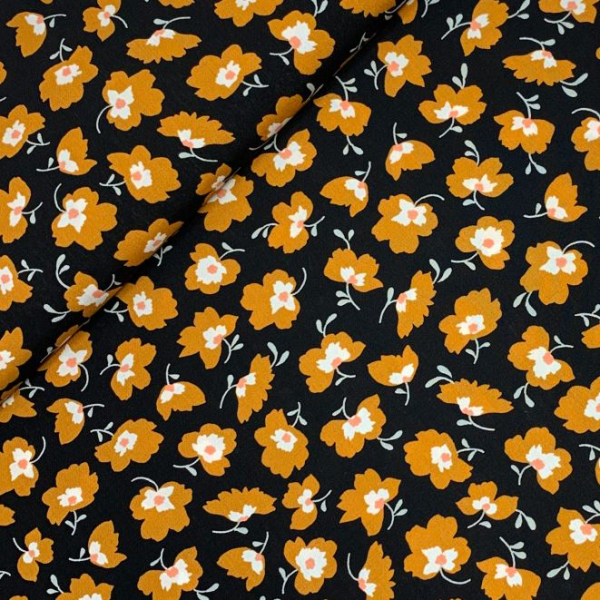 RESTSTÜCK 0,60m !!! - Viskose - Blomster - black