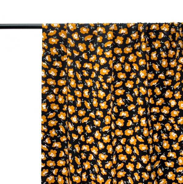 RESTSTÜCK 0,60m !!! - Viskose - Blomster - black