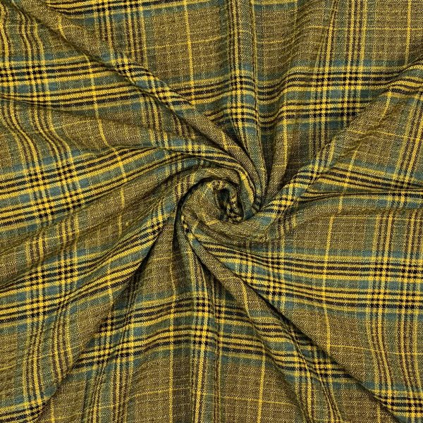 Viskose - Washed Checks kariert - ochre/dusty green
