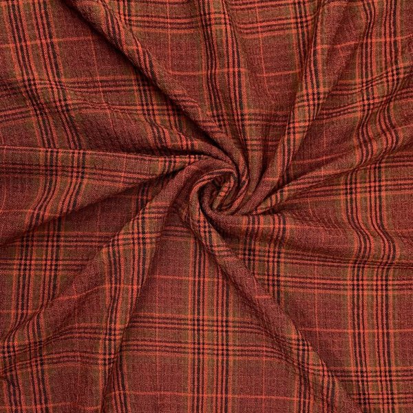 Viskose - Washed Checks kariert - terra/tobacco