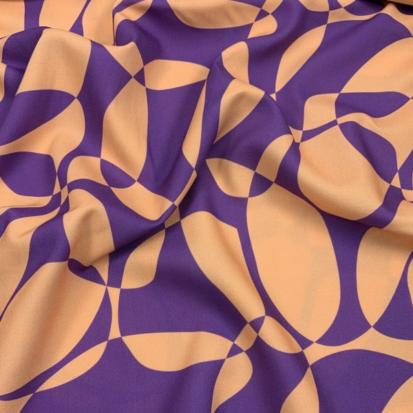 Viskose - Compass Circles - flieder/apricot