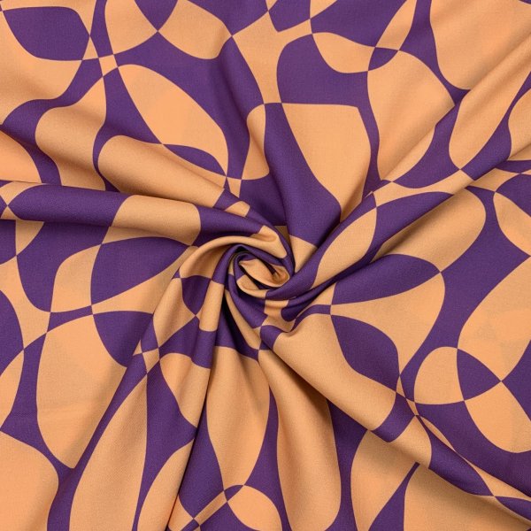 Viskose - Compass Circles - flieder/apricot