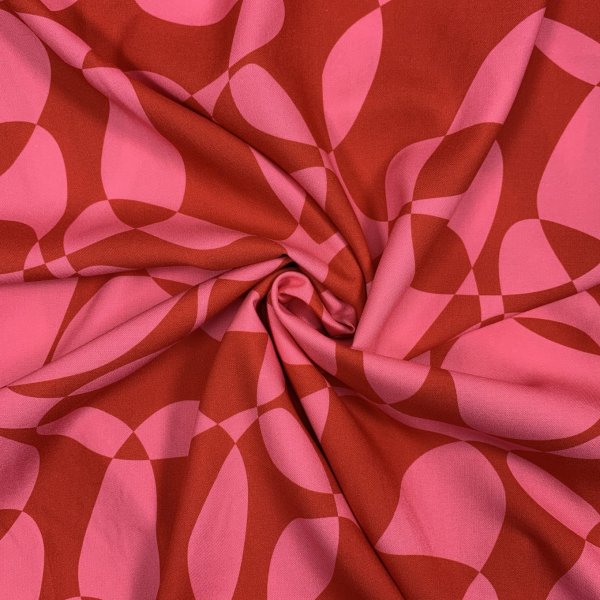 Viskose - Compass Circles - rot/rosa