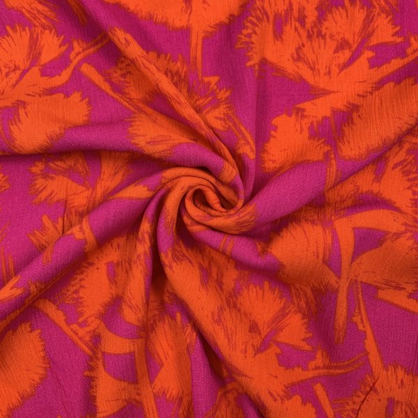 Viskose Crepe - Frosted Flowers - fuchsia/orange