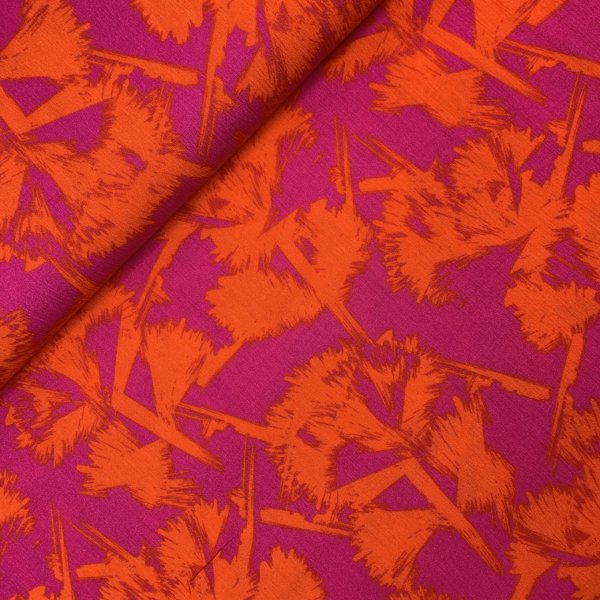 Viskose Crepe - Frosted Flowers - fuchsia/orange