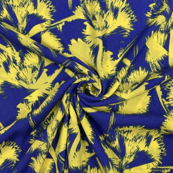 Viskose Crepe - Frosted Flowers - royal/lime
