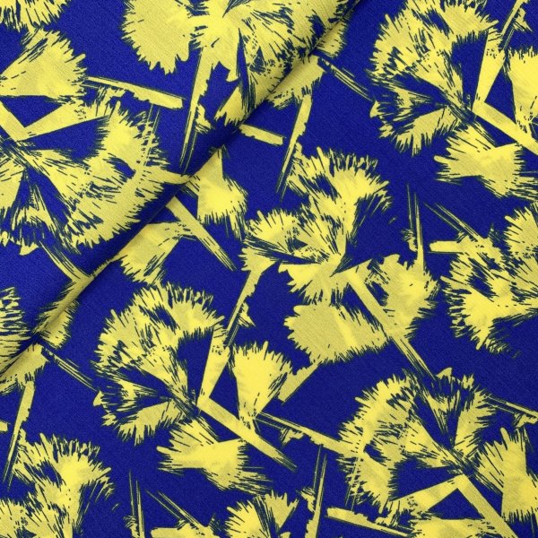 Viskose Crepe - Frosted Flowers - royal/lime