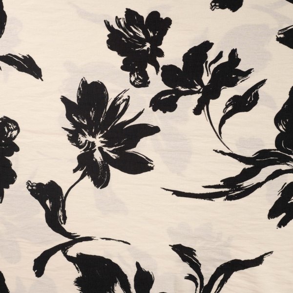 Viskose Crepe - Jody Flower - black/ecru