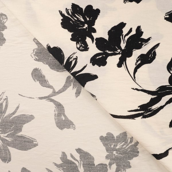 Viskose Crepe - Jody Flower - black/ecru