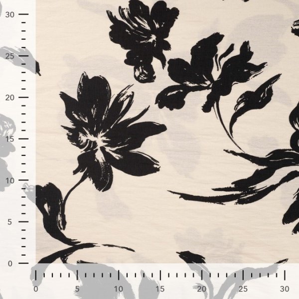 Viskose Crepe - Jody Flower - black/ecru