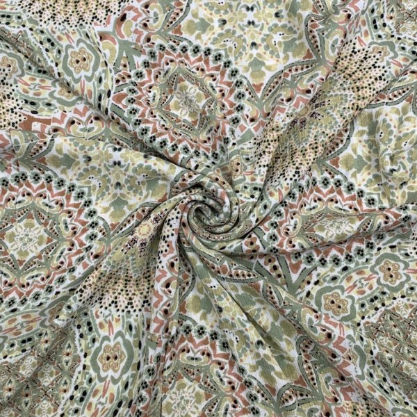 Viskose Crepe - Mandala - khaki