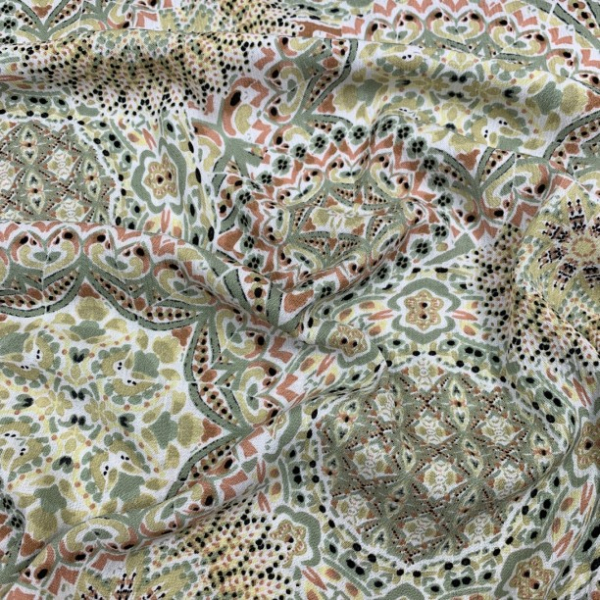 RESTSTÜCK 0,90m !!! - Viskose Crepe - Mandala - khaki