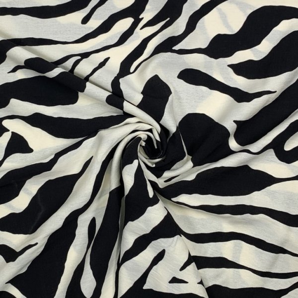 Viskose Crepe - Neven Zebra - black/ecru