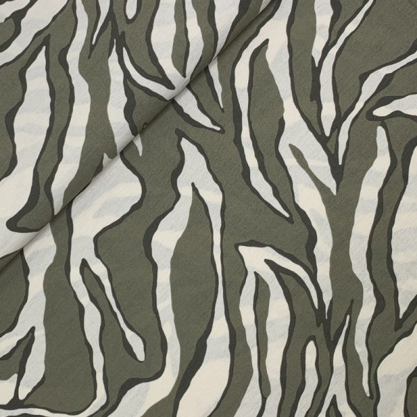 Viskose Crepe - Neven Zebra - khaki/ecru