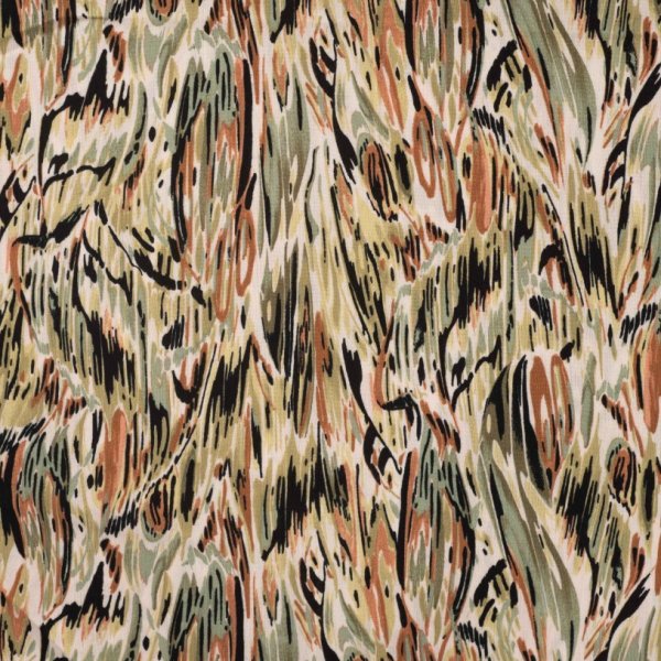 Viskose Crepe - Pinselstriche - khaki/sand