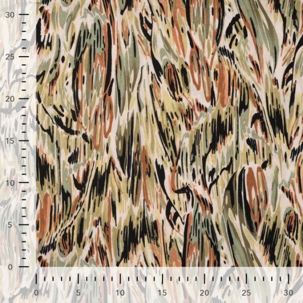 Viskose Crepe - Pinselstriche - khaki/sand