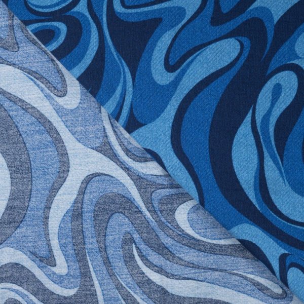 Viskose Crepe - Rusty Waves - navy/blue
