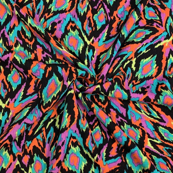 RESTSTÜCK 1,10m !!! - Viskose Crinkle - Graphic - cyclam