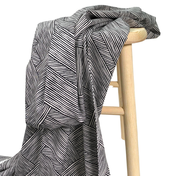 RESTSTÜCK 1,60m !!! - Viskose Stretch Twill - Diagonal Stripes - black/sand
