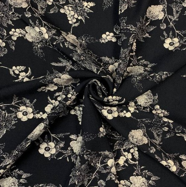 Viskose - Faded Flowers - black