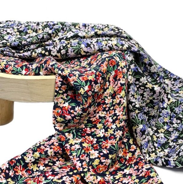 Viskose - Flora - navy