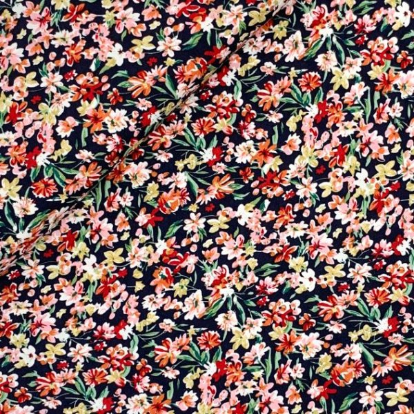 Viskose - Flora - navy
