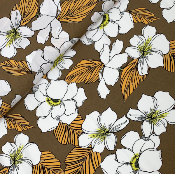 RESTSTÜCK 0,50m !!! - Viskose - Flower Alis - khaki/sand