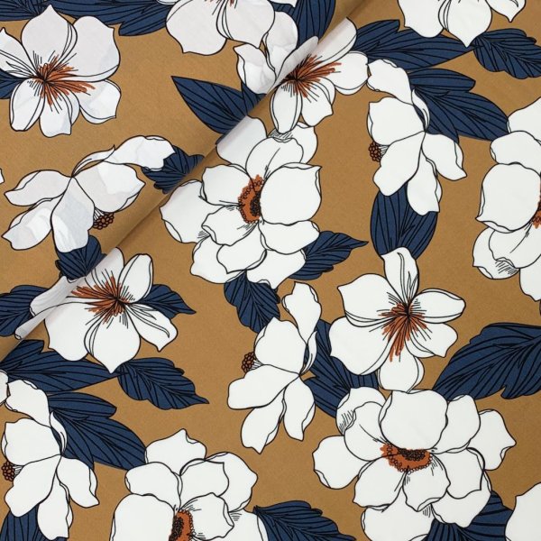 RESTSTÜCK 0,50m!!! - Viskose - Flower Alis - sand/marine