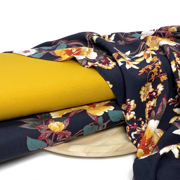 Viskose - Flower Oria - navy