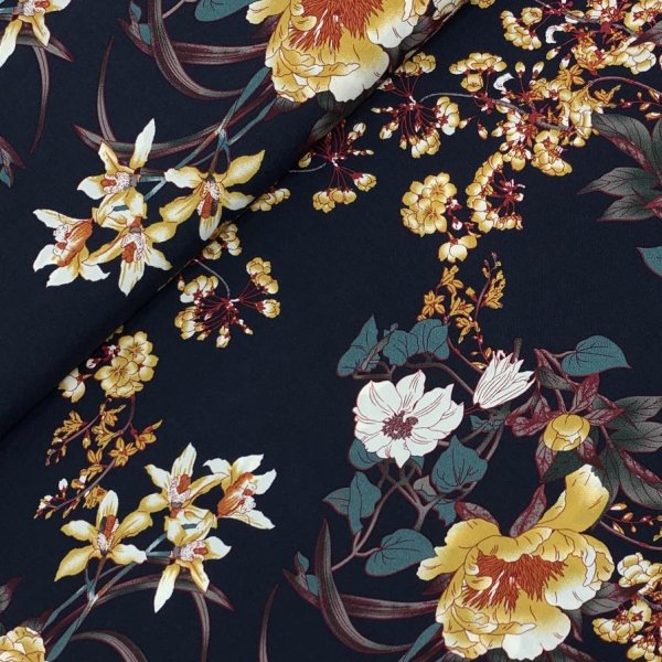 Viskose - Flower Oria - navy