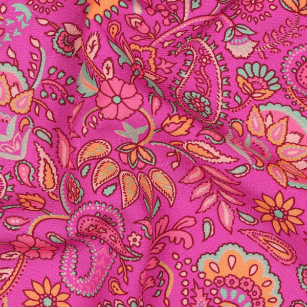 RESTSTÜCK 0,50m !!! - Viskose mit LENZING™ ECOVERO™ Fasern - Ivette Flowers - fuchsia/orange
