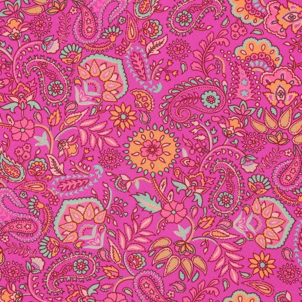 RESTSTÜCK 0,50m !!! - Viskose mit LENZING™ ECOVERO™ Fasern - Ivette Flowers - fuchsia/orange