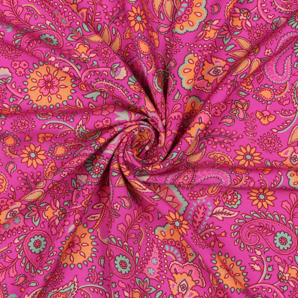 RESTSTÜCK 0,50m !!! - Viskose mit LENZING™ ECOVERO™ Fasern - Ivette Flowers - fuchsia/orange