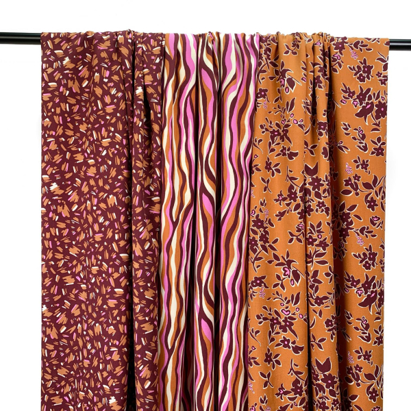 RESTSTÜCK 1,80m !!! - Viskose - Skade Stripes - rose/rost/bordeaux