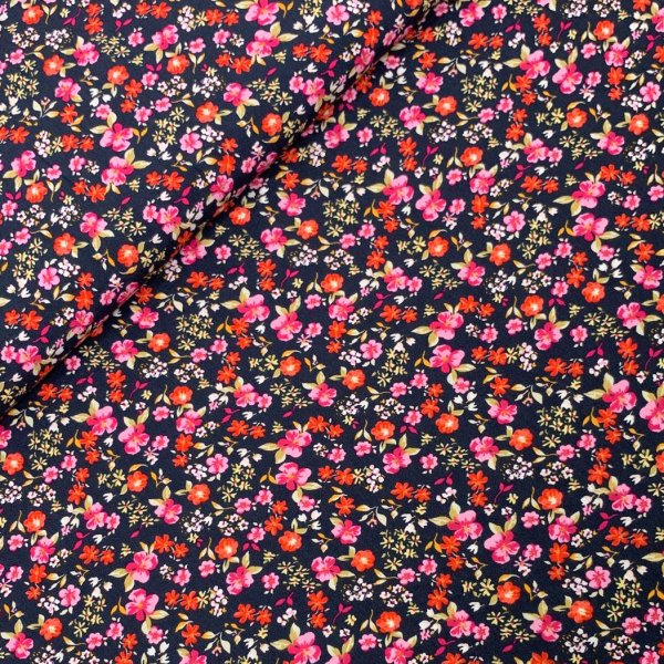 RESTSTÜCK 1,0m !!! - Viskose - Flower Indre - marine