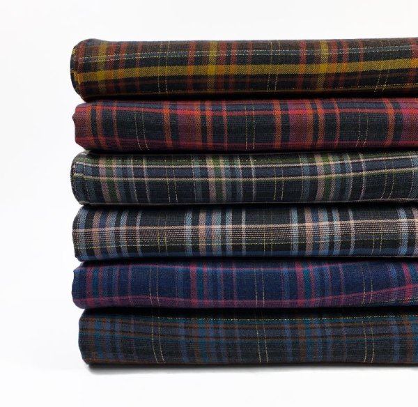 Viskose - Check Lurex - orange/stone