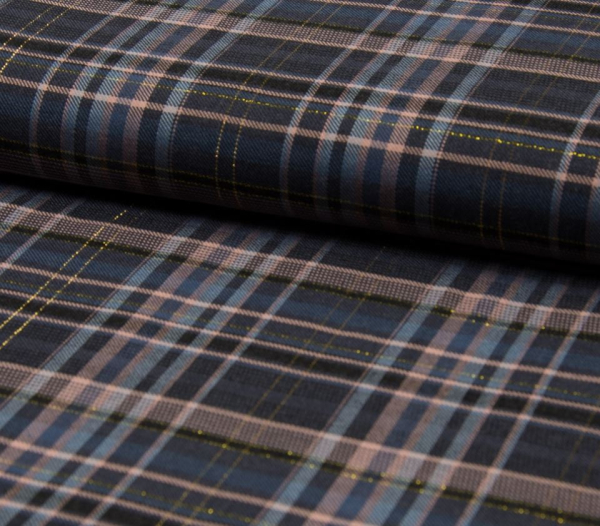 Viskose - Check Lurex - old rose/dusty blue