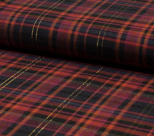 Viskose - Check Lurex - orange/stone