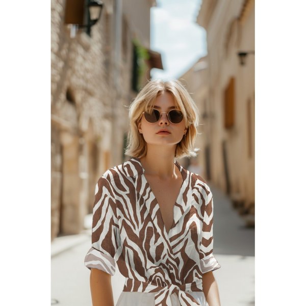 Viskose Leinen - Zebra Aliki - brown