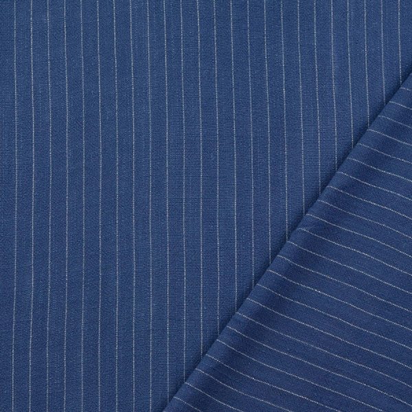 Viskose Leinen - Deniz Streifen - jeansblau