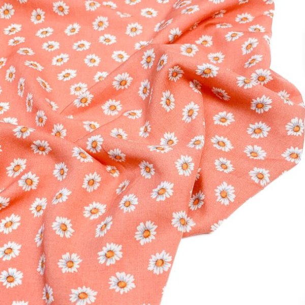 Viskose - Little Daisies - coral