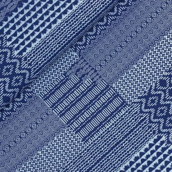 Viskose - Patchwork Rhombus - blue